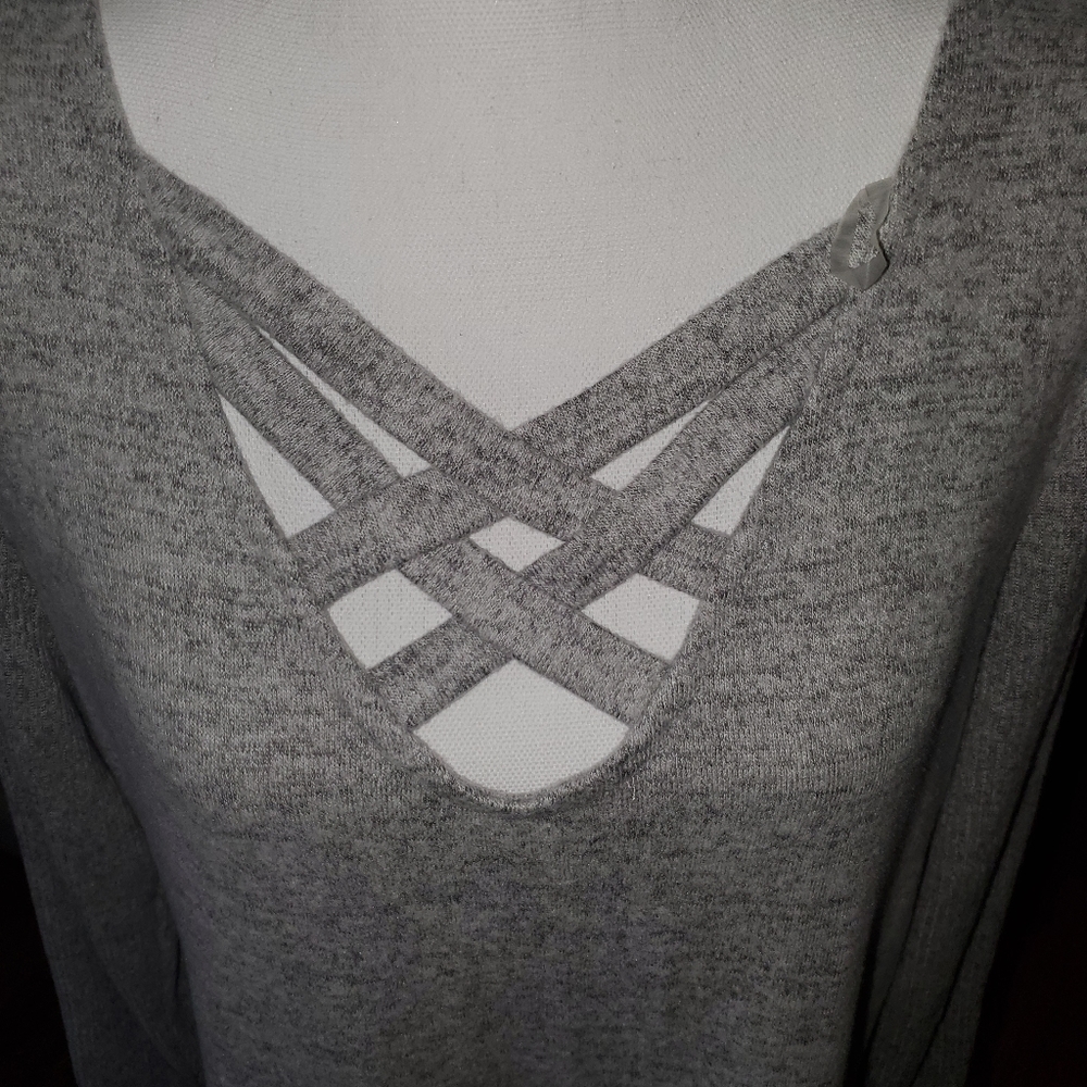 Gray long sleeve sweater dress 2x - Picture 2 of 7